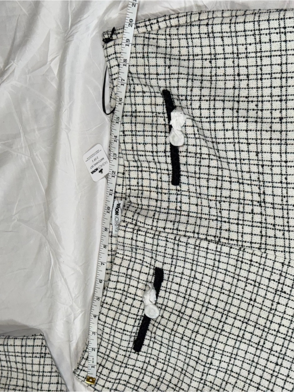 Fashion Nova Tara Tweed Pantsuit Set NWT 2X Cropped Jacket Wide Leg Pants O75 - Picture 9 of 14